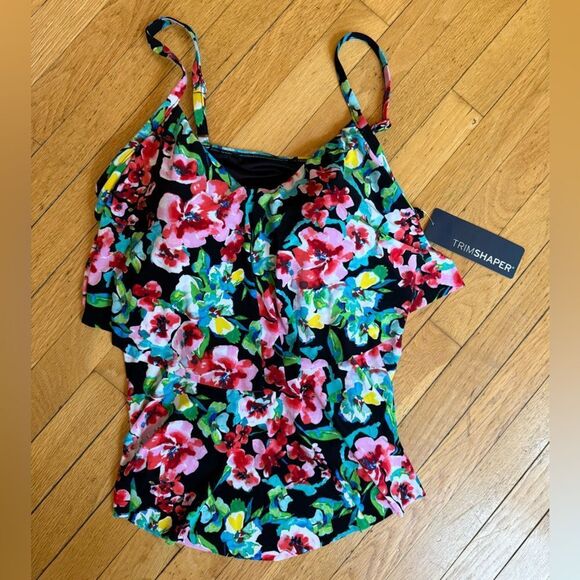 TrimShaper Women's Ronnie Swim Tankini Top only, Blooming Beauty NWT - Picture 3 of 5